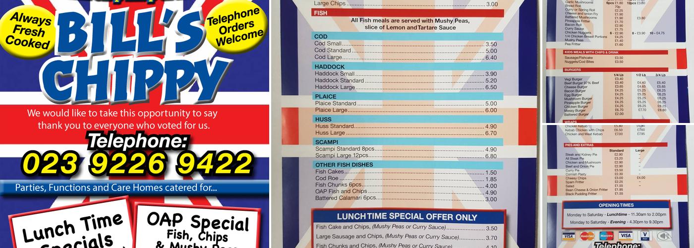 Bills Chippy Menu