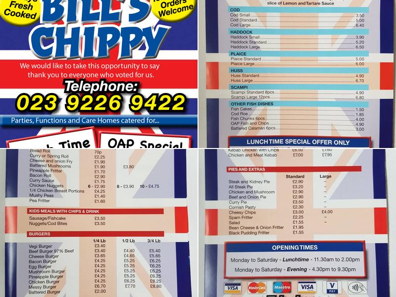 Bills Chippy Menu