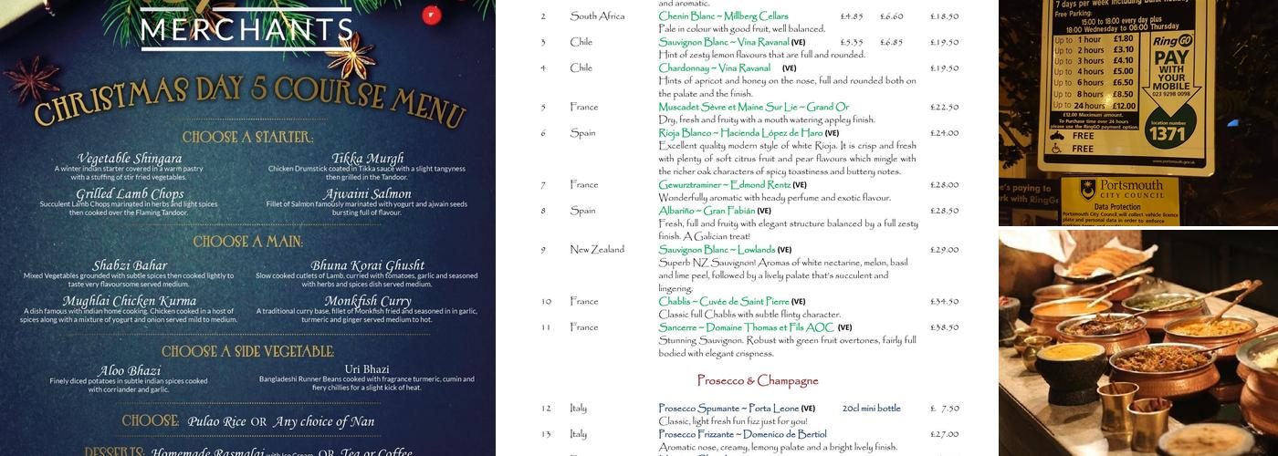 Spice Merchants Menu