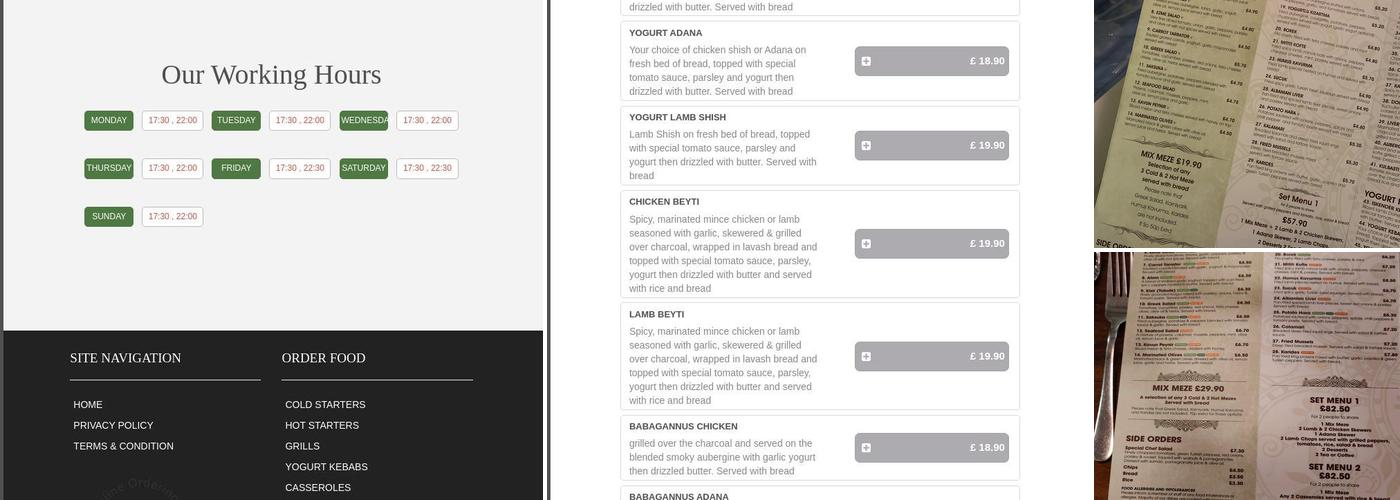 Agora Restaurant Menu