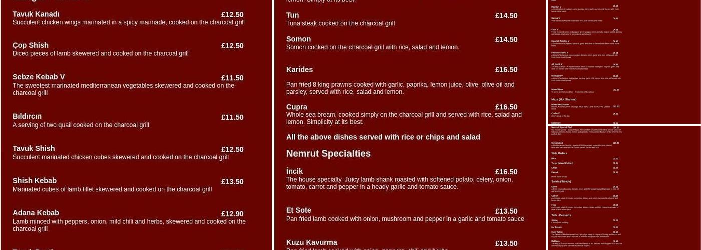 Nemrut Restaurant Menu
