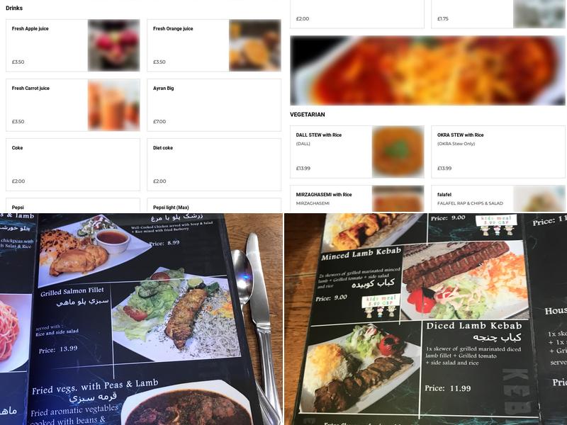 Persian Paradise Restaurant & Shisha Lounge Menu