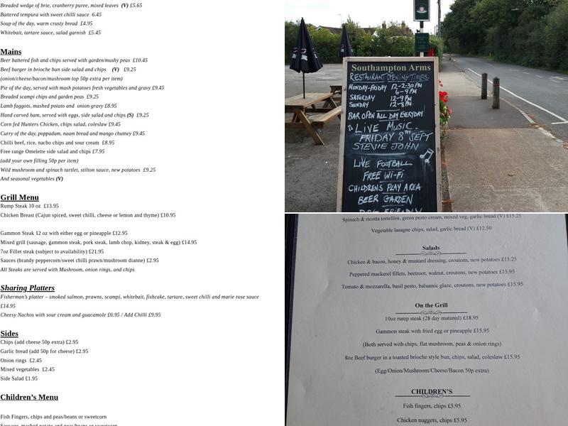 The Southampton Arms Menu