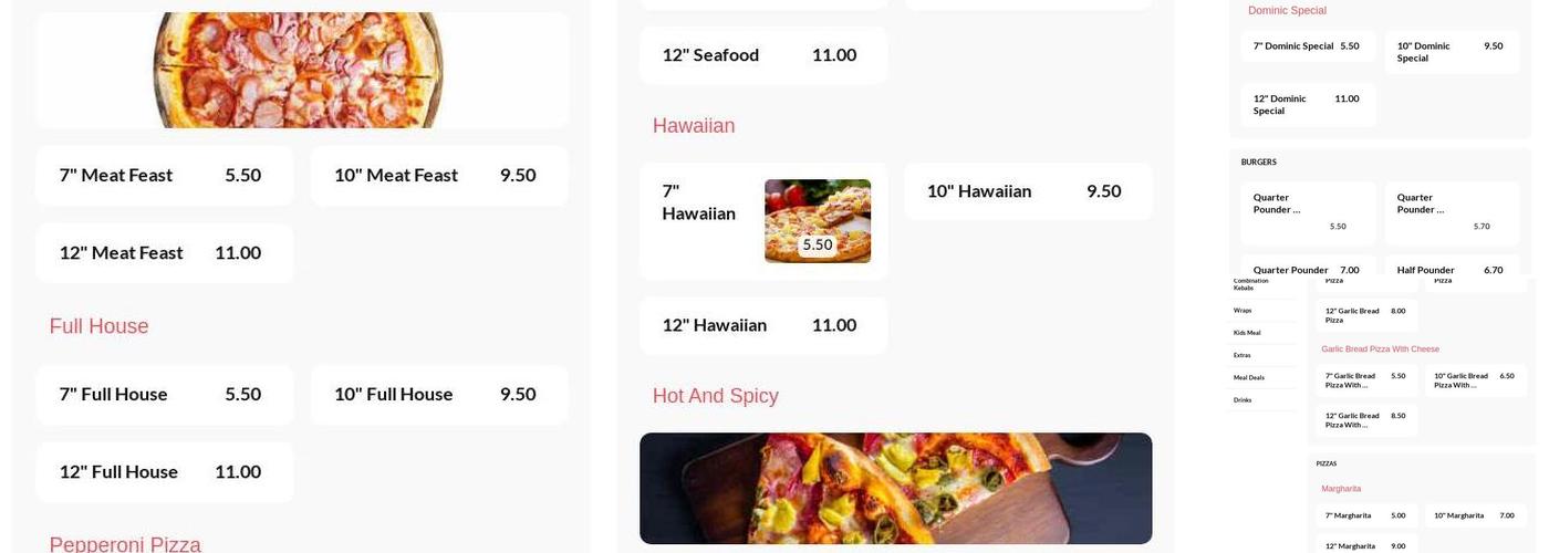 Dominic Pizza And Kebab Menu