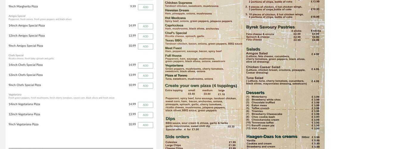 Amigos Menu