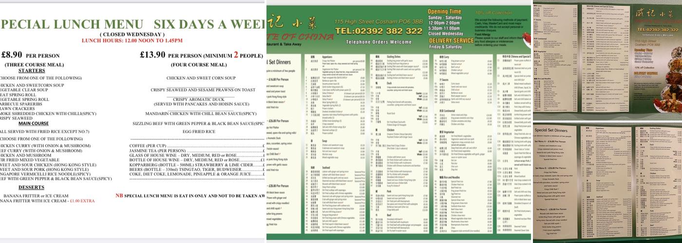 The Taste Of China Menu