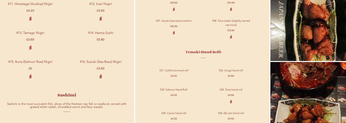 Sakura Portsmouth Japanese Restaurant Menu