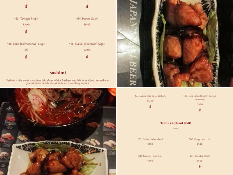 Sakura Portsmouth Japanese Restaurant Menu