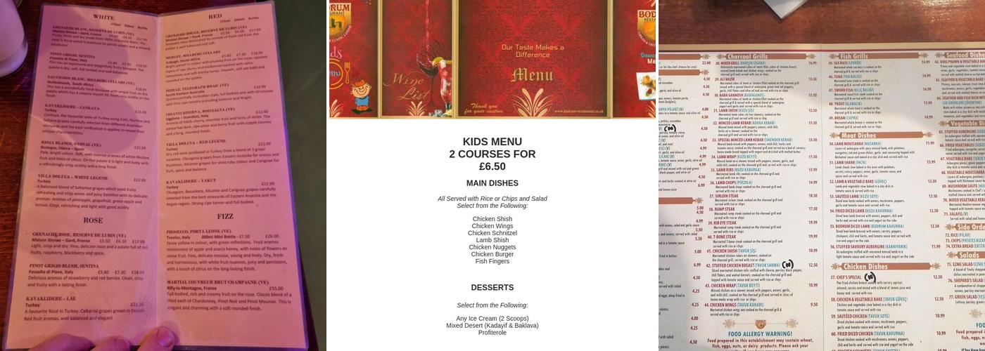 Bodrum Restaurant Menu