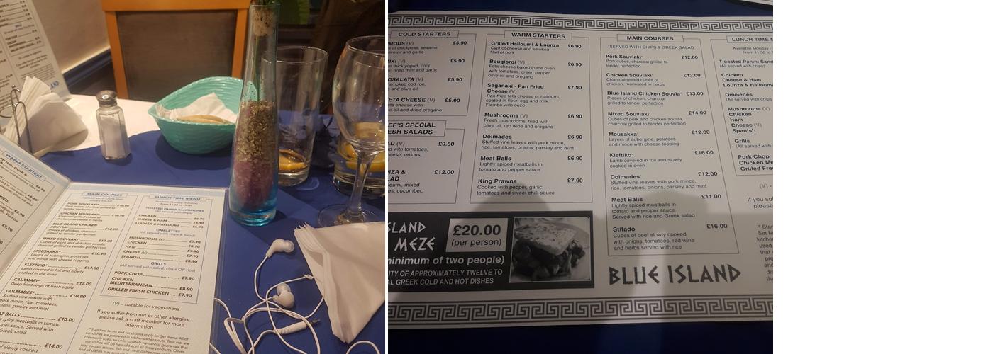 Blue Island Menu