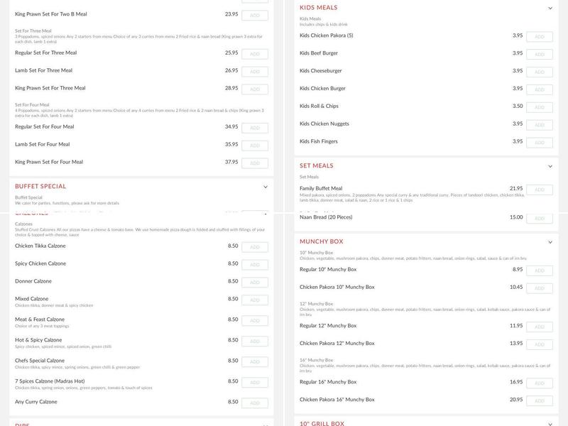 Manzil Tandoori Menu