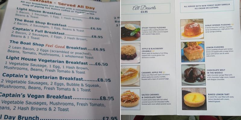 The Boat Shop Café Menu