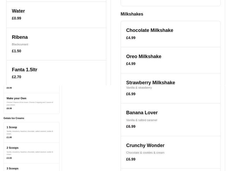 Slice of America - Halesowen Menu