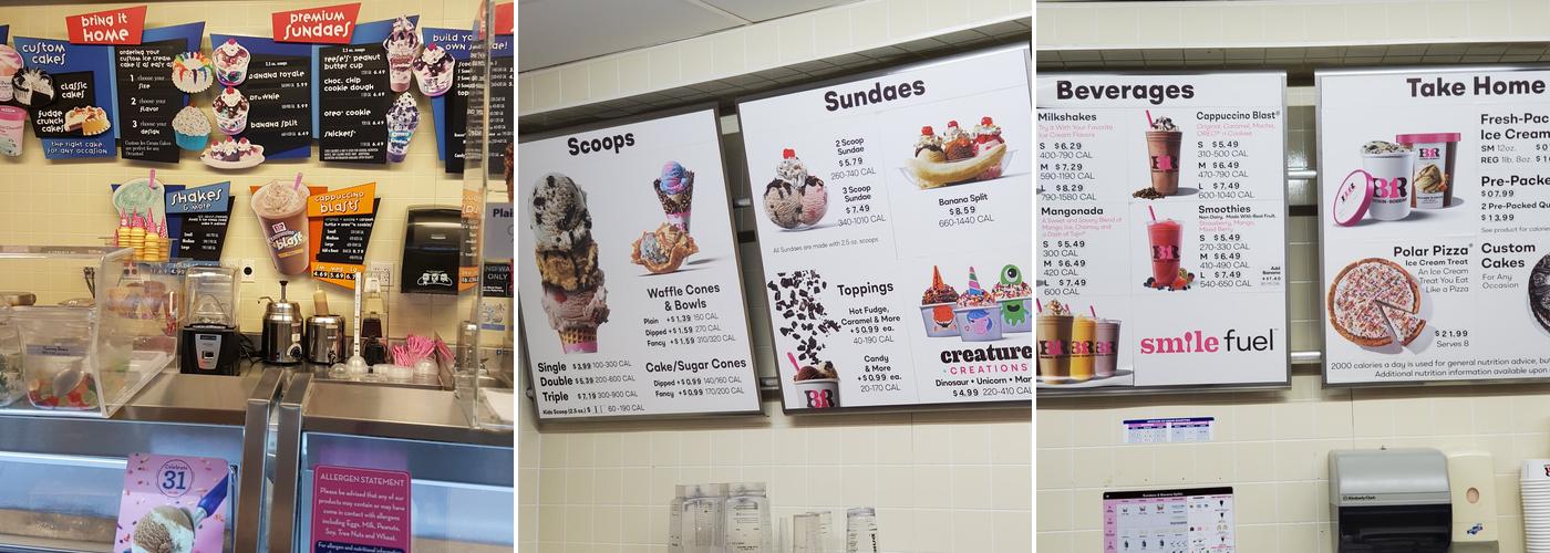 Baskin-Robbins Menu