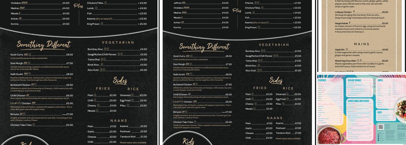 Champy's Bradford Arms Menu