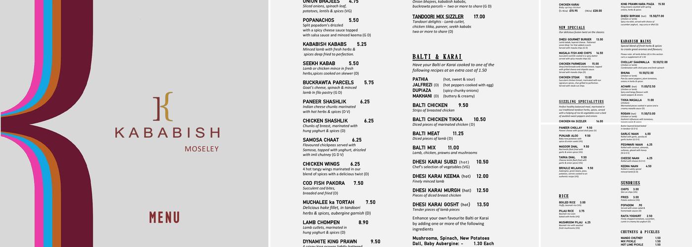 Kababish Restaurant - Sutton Coldfield Menu