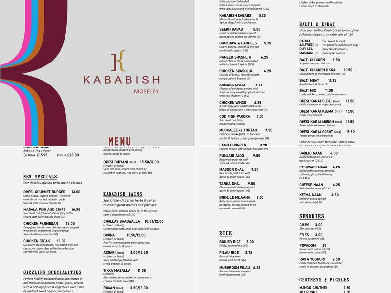Kababish Restaurant - Sutton Coldfield Menu