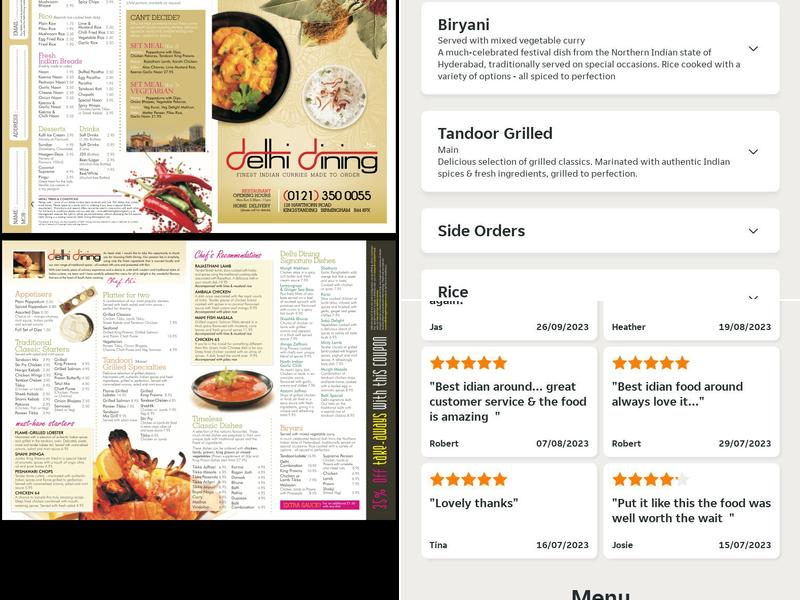 Delhi Dining Restaurant Kingstanding Menu