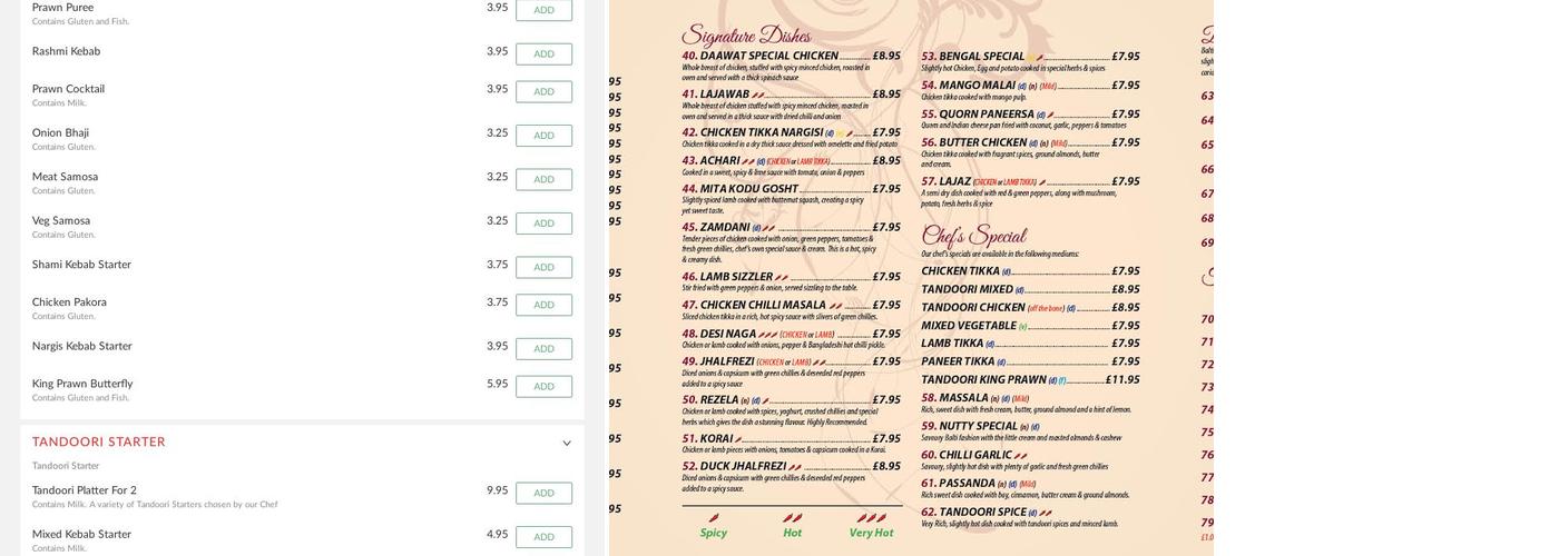 Daawat Menu