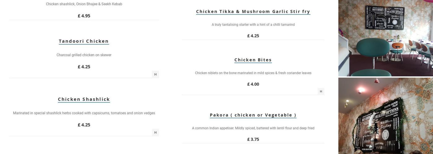 B26 Food Of India Menu