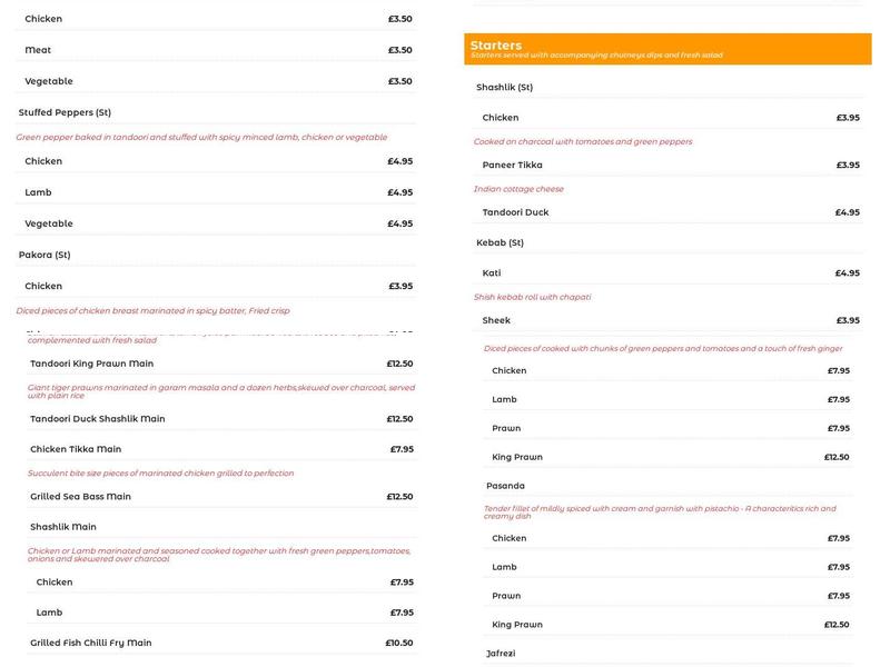 Indian Dream - Indian Restaurant And Takeaway Solihull Menu