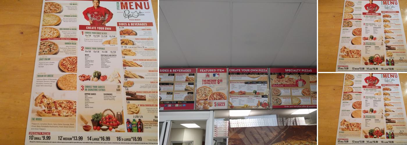Papa Johns Pizza Menu