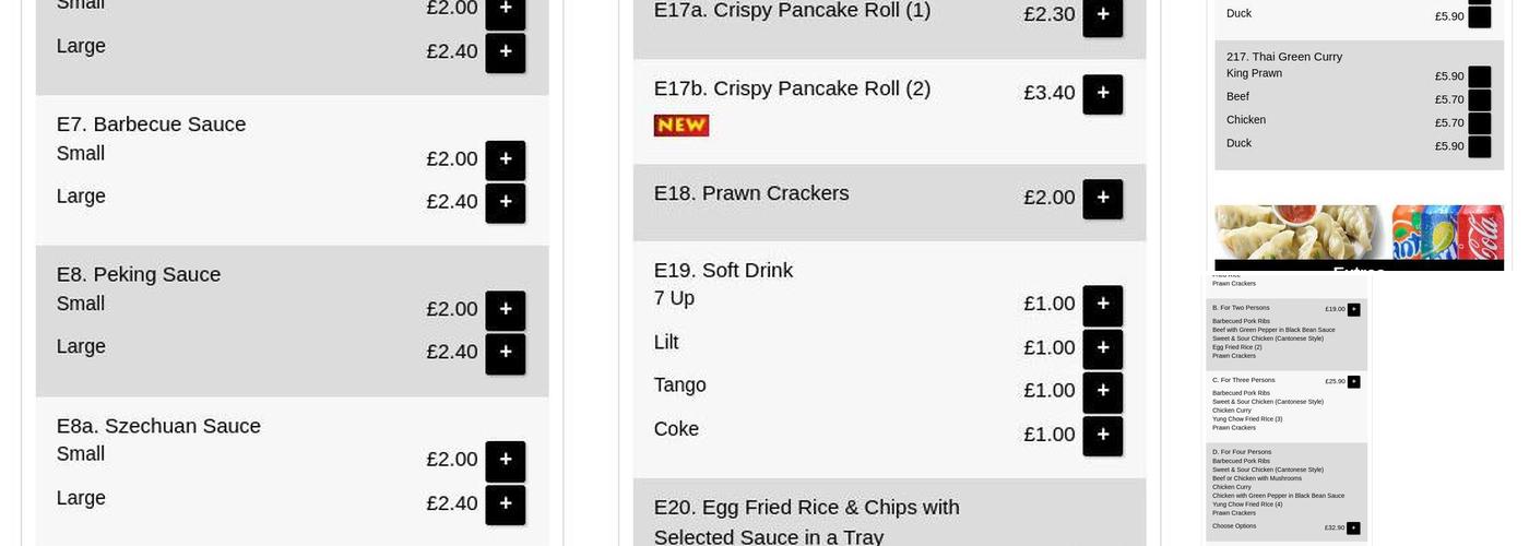 Cheung Sing Chinese Takeaway Menu