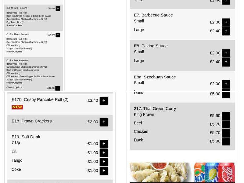 Cheung Sing Chinese Takeaway Menu
