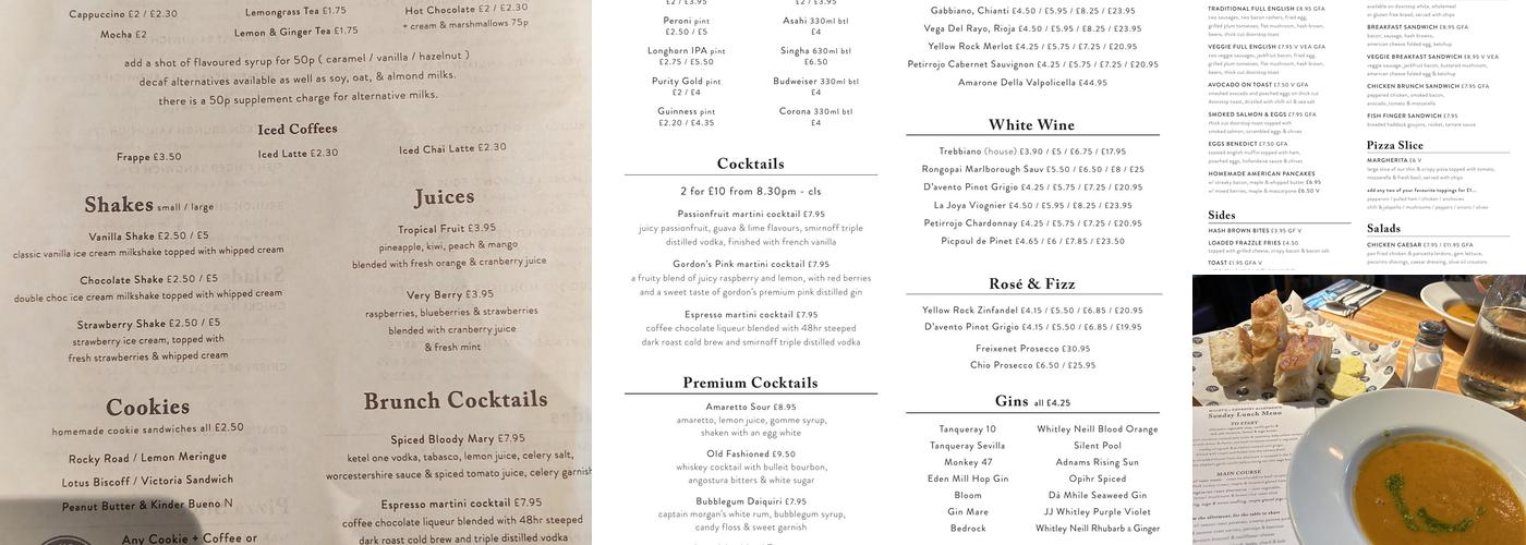 Millsy's Cafe Bar Menu