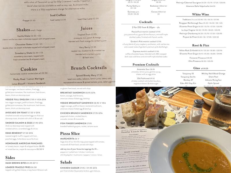 Millsy's Cafe Bar Menu