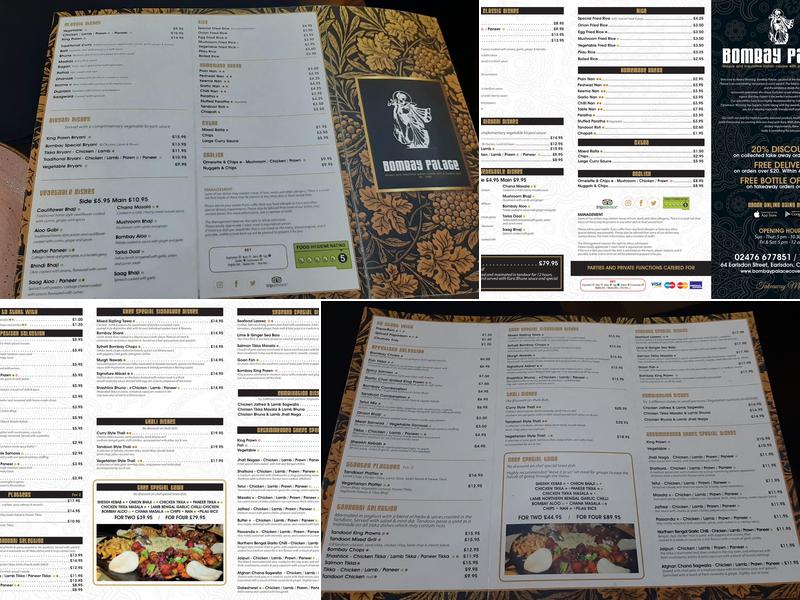 Bombay Palace Menu