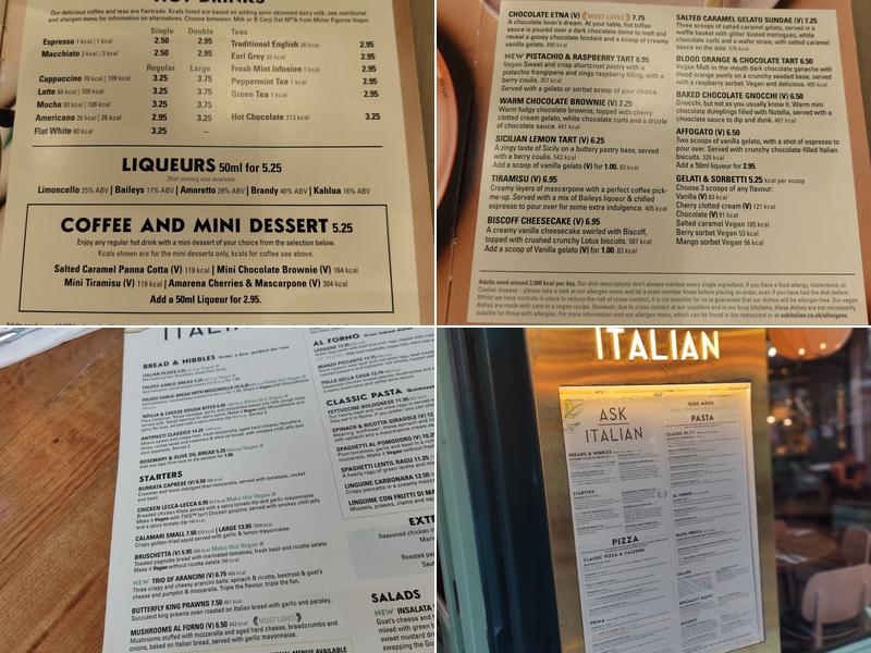 ASK Italian Menu