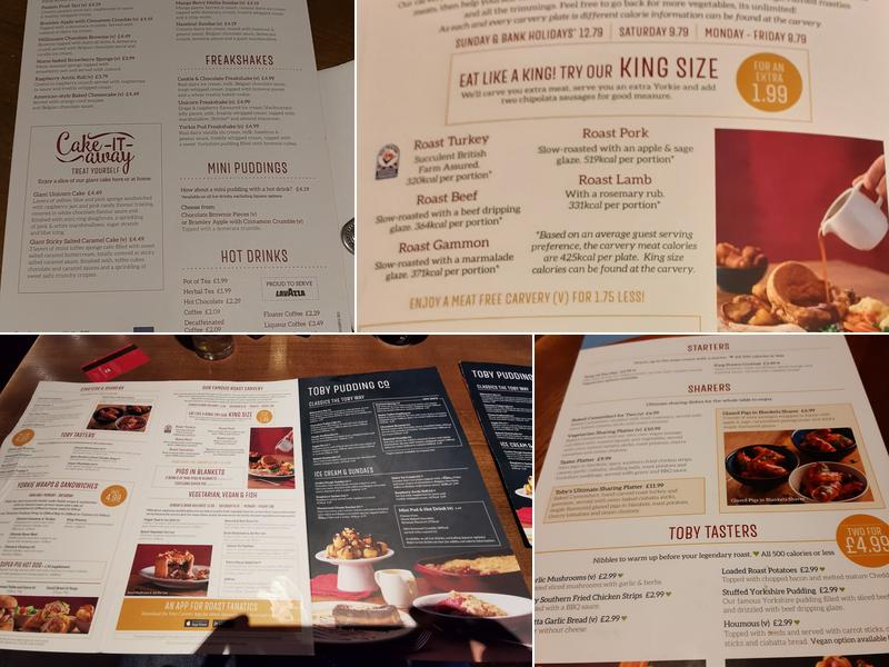 Toby Carvery Cardiff Gate Menu
