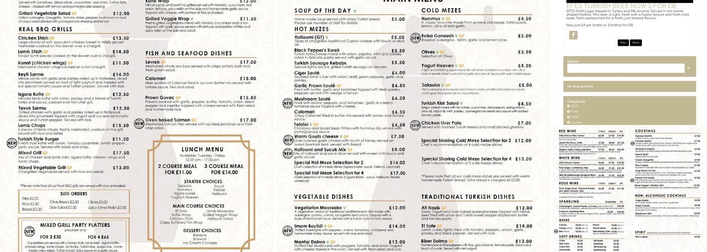 Black Pepper Turkish Restaurant Menu