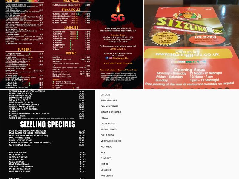Sizzling Grillz Menu