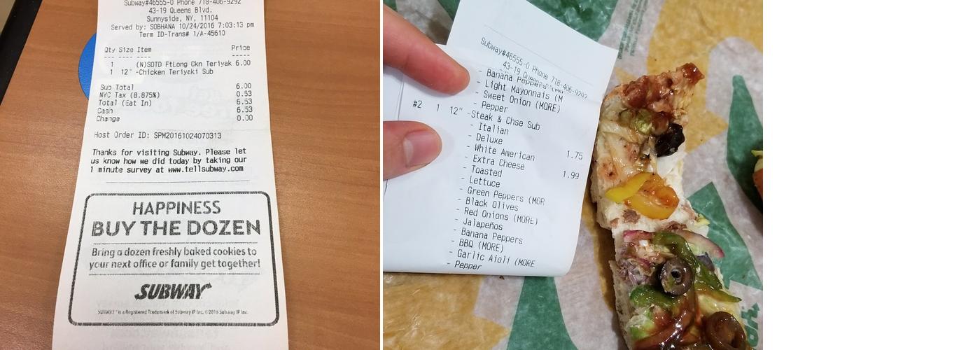 Subway Menu
