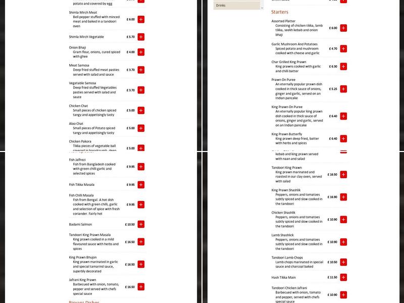The Kashmir Gardens Menu