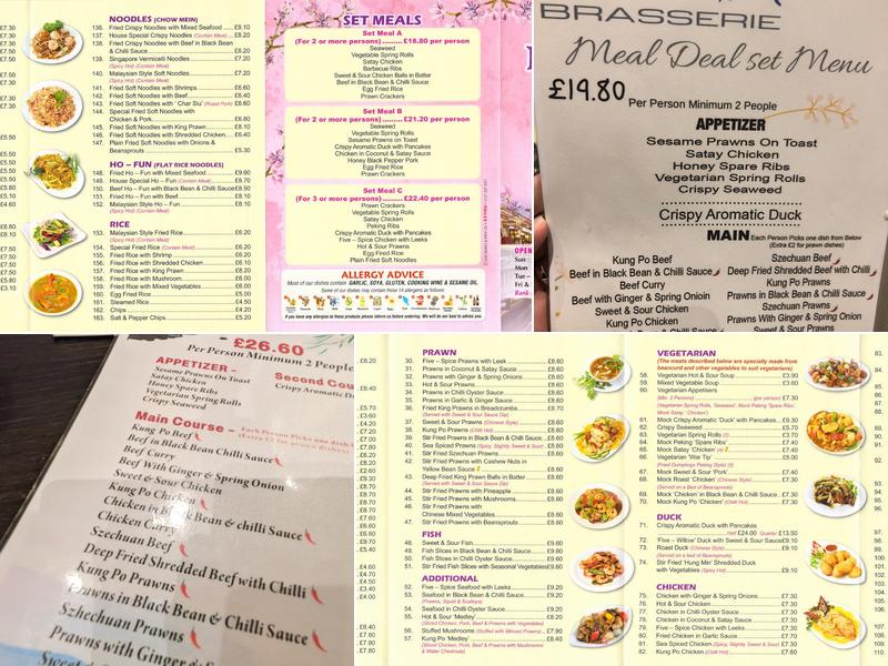 China Brasserie Menu
