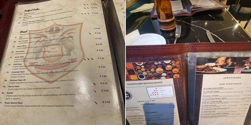 Royal Tandoori Menu