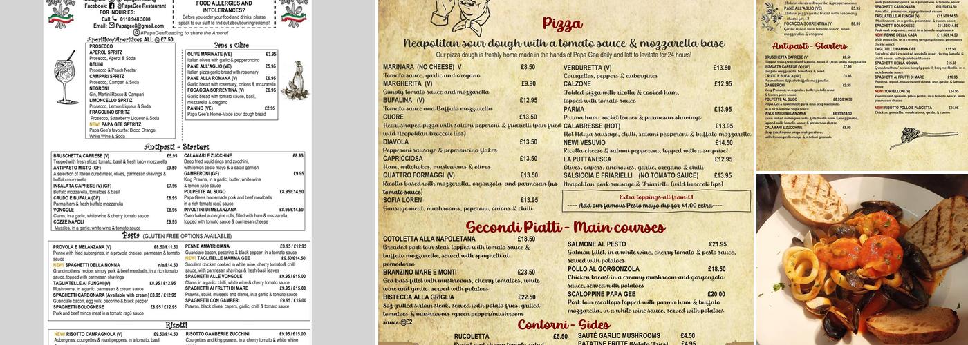 Papa Gee Menu
