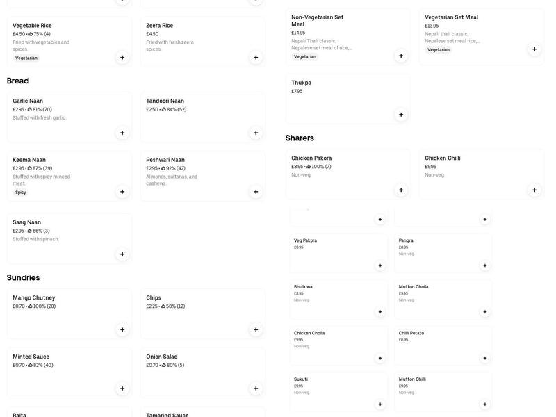 Reading Tandoori Menu