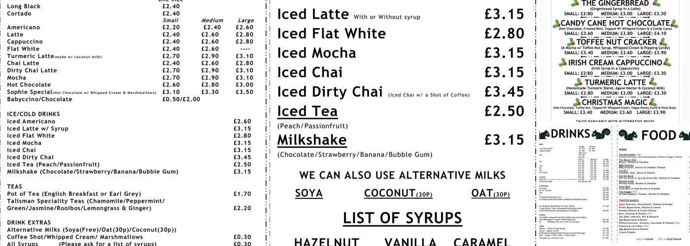 Coffee in the Wood Menu