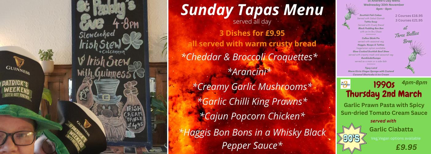 Three Bellies Brae Menu