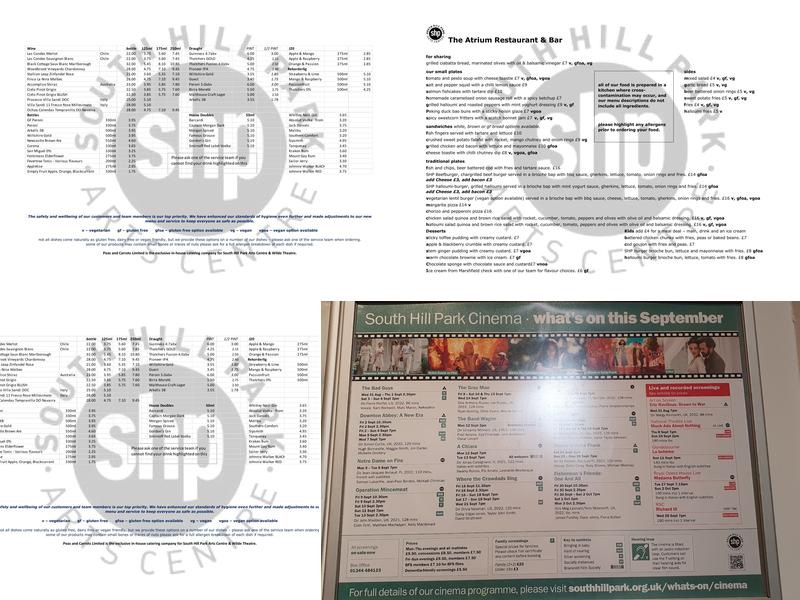 Atrium Bar & Restaurant Menu