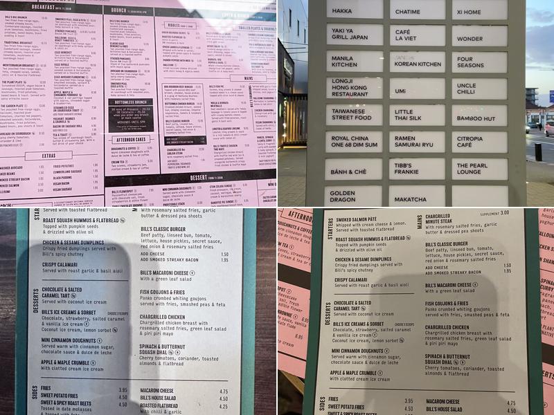 Bill's Wimbledon Restaurant Menu