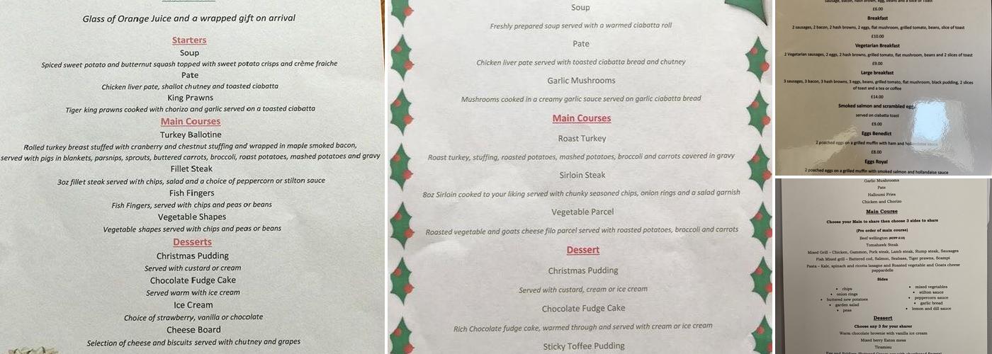 THE BLACK HORSE, WALCOTE Menu