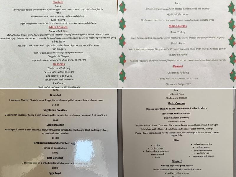 THE BLACK HORSE, WALCOTE Menu