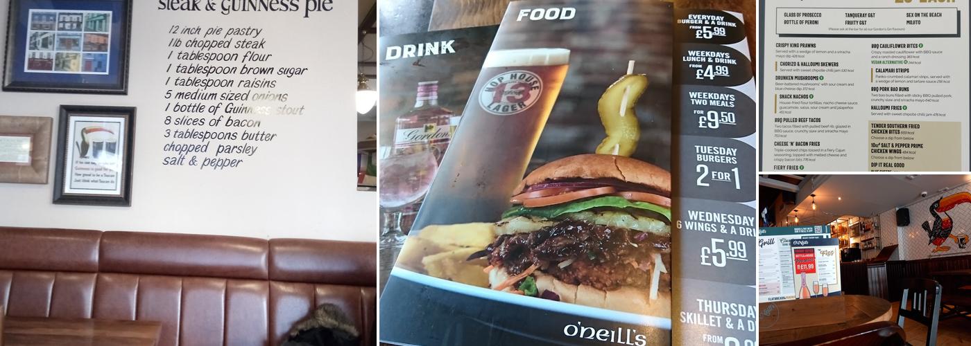 O'Neill'S Northampton Menu