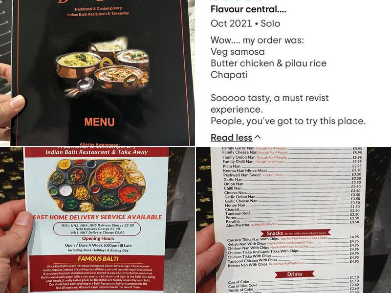 Balti Central Menu