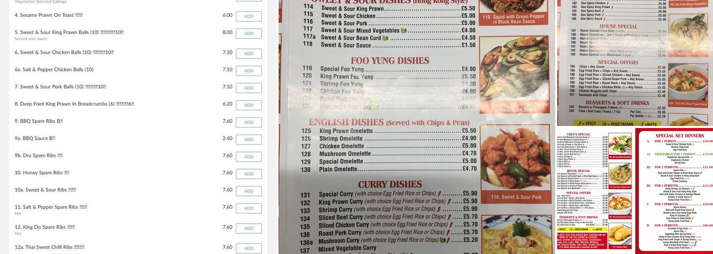 'NEW' Tip Top Chinese Menu